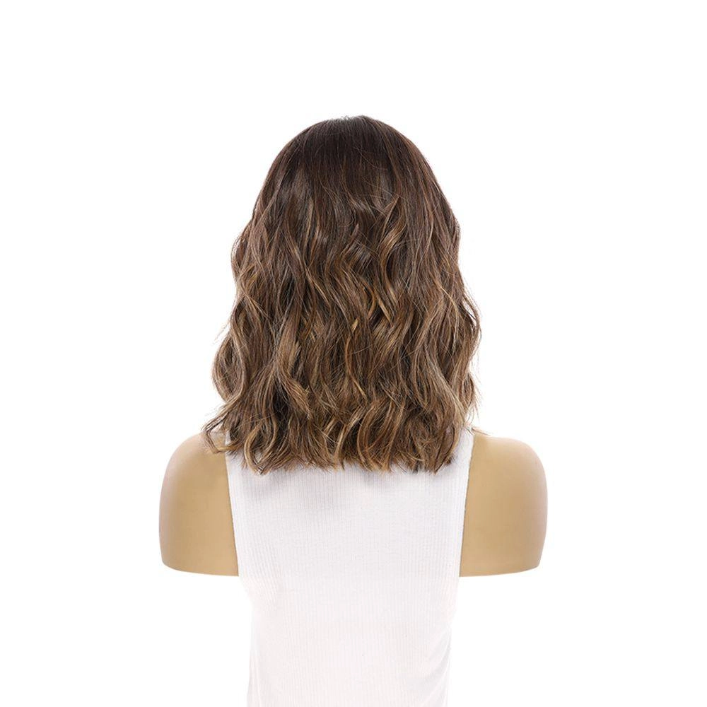 16" Divine Lace Top Wig Dark Brown Balayage w/ Money Pieces Wavy