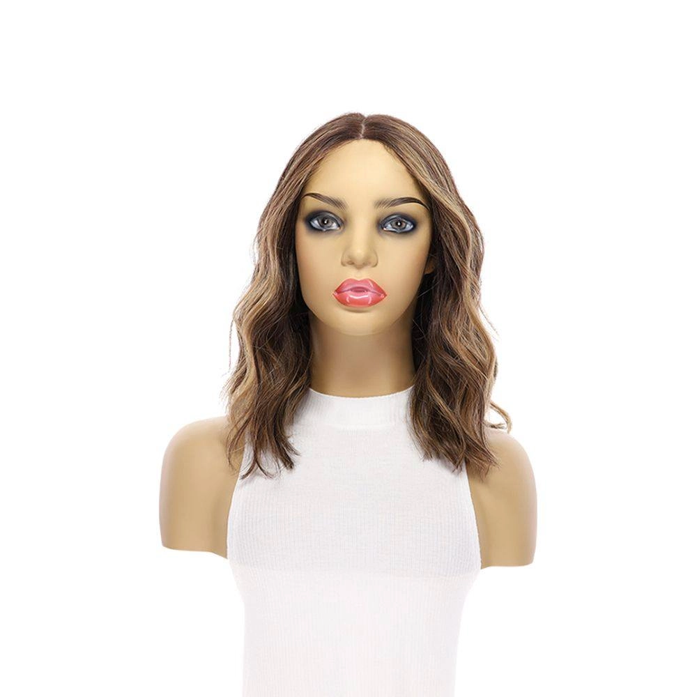 16" Divine Lace Top Wig Dark Brown Balayage w/ Money Pieces Wavy