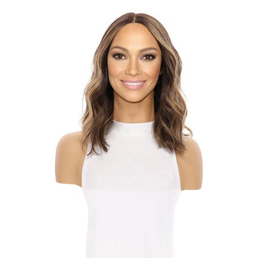 16" Divine Lace Top Wig Dark Brown Balayage w/ Money Pieces Wavy