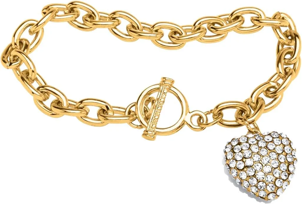 18K Gold Heart Charm Embellished Bracelet