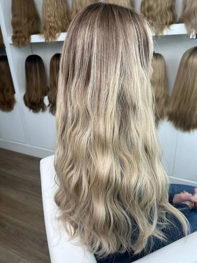 24" Divine Lace Top Wig Platinum Blonde With Reverse Balayage Color