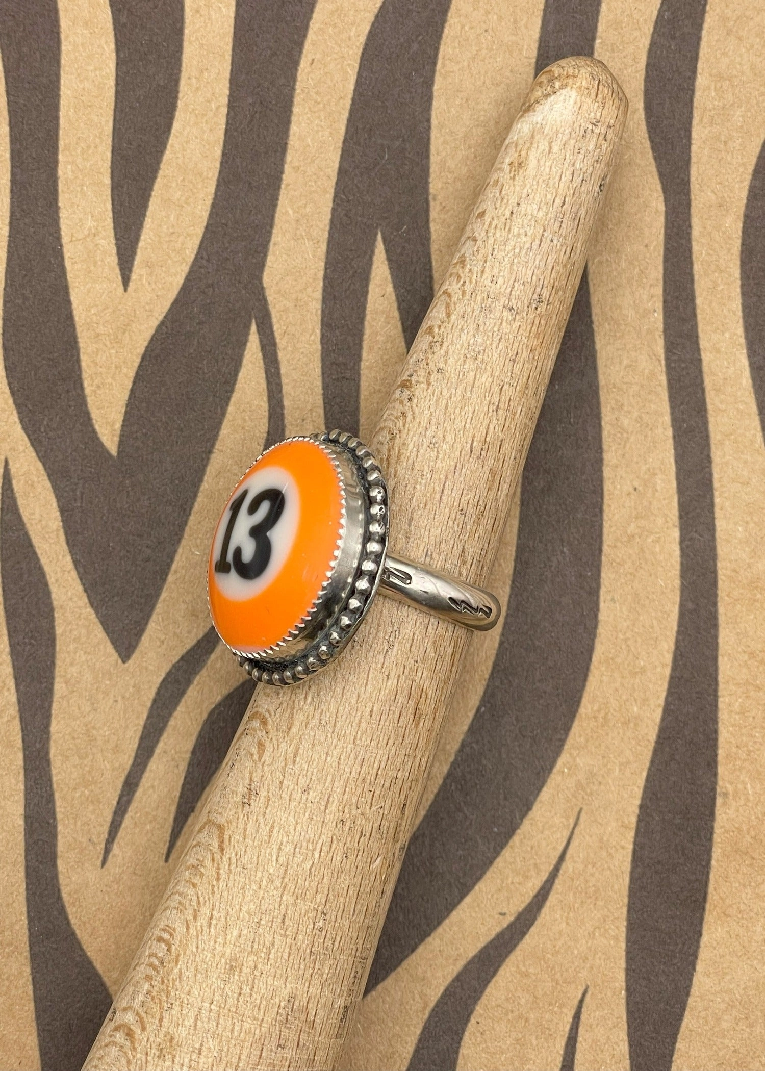 Billiard Ball #13 Sterling Silver Ring