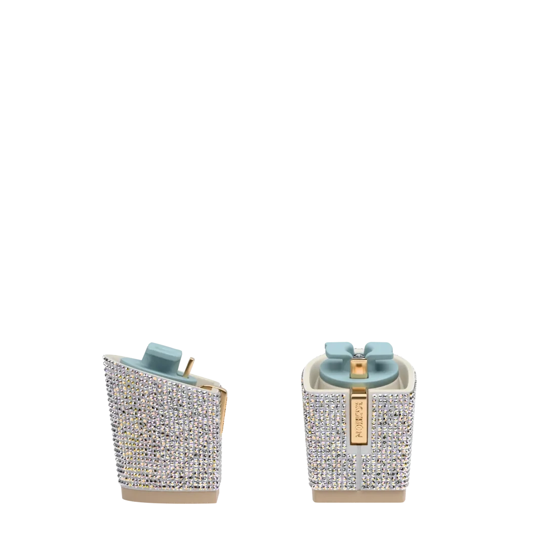 Block Heel Kit 3 White Iridescent Rhinestone