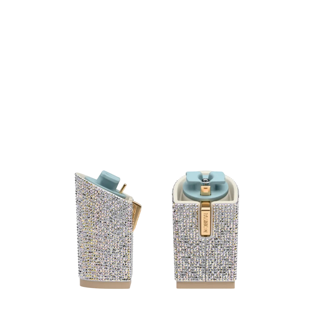 Block Heel Kit 4 White Iridescent Rhinestone