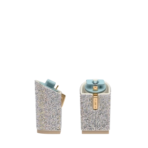 Block Heel Kit 4 White Iridescent Rhinestone
