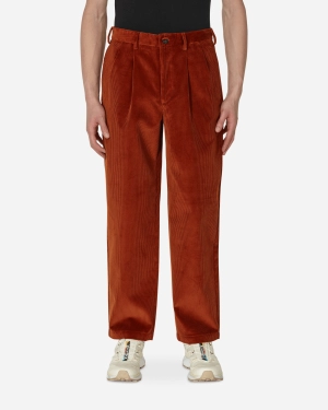 Double-Pleat Corduroy Pants Brown