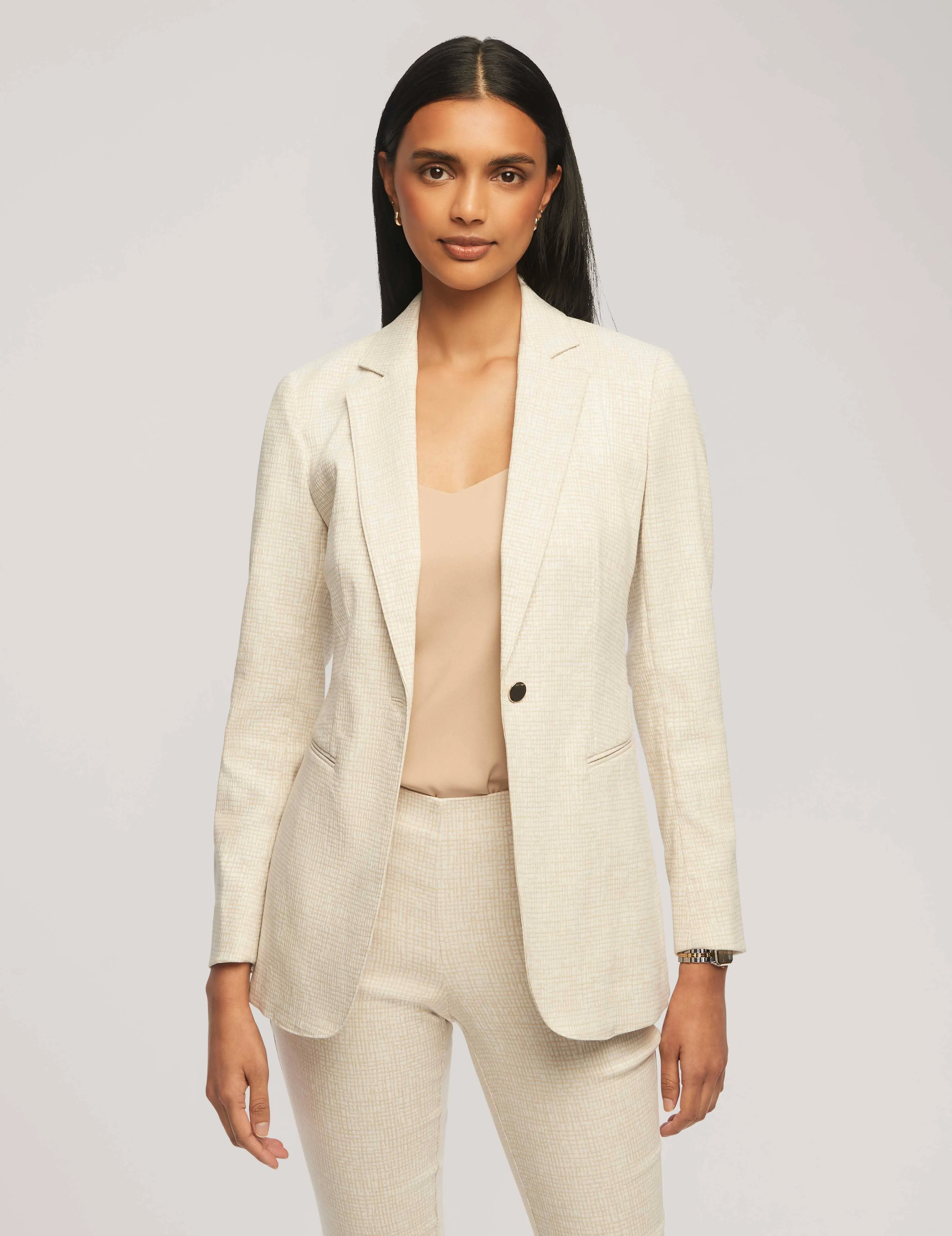 Grid Tech Stretch One Button Jacket- Sale