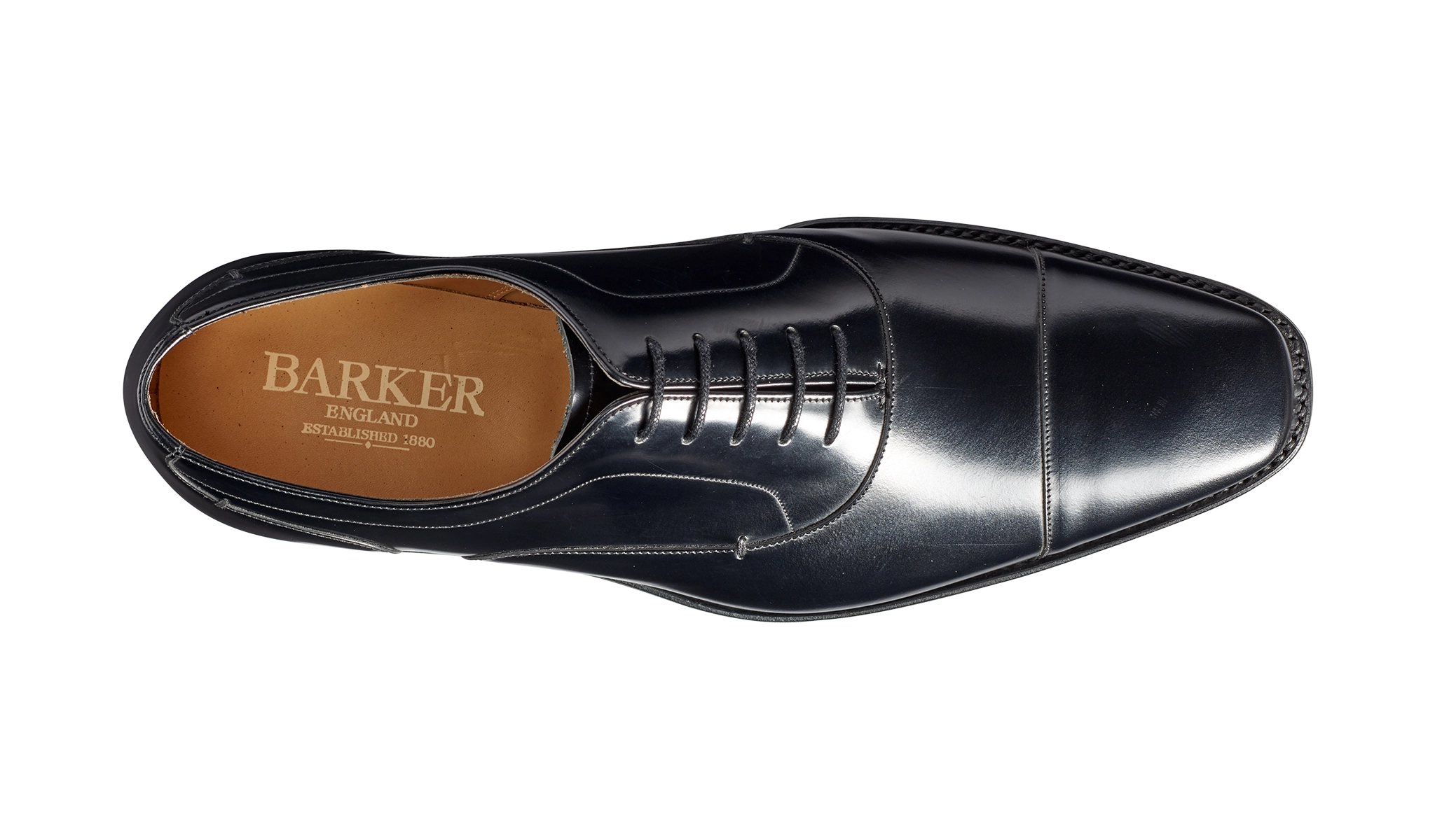 Liam - Black Hi-Shine Toe Cap Oxford