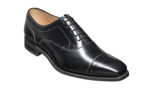 Liam - Black Hi-Shine Toe Cap Oxford