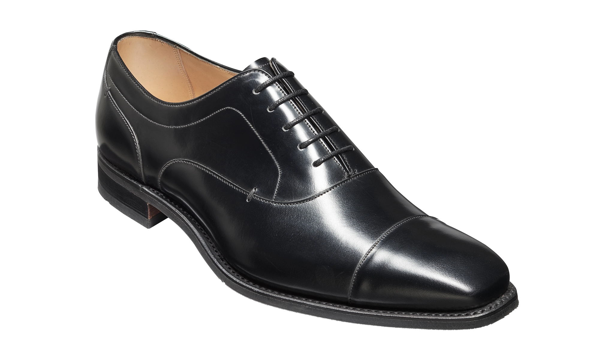 Liam - Black Hi-Shine Toe Cap Oxford