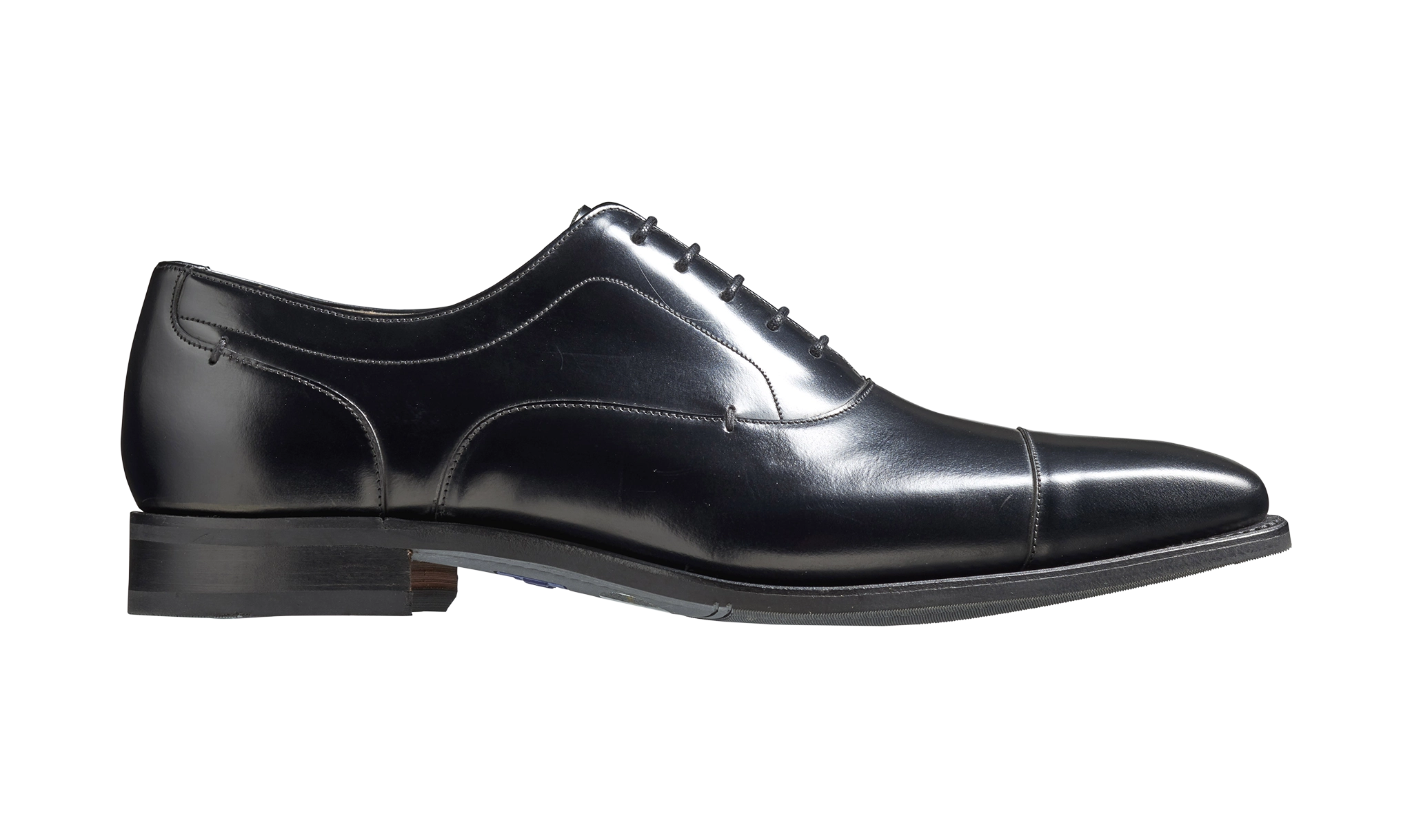 Liam - Black Hi-Shine Toe Cap Oxford