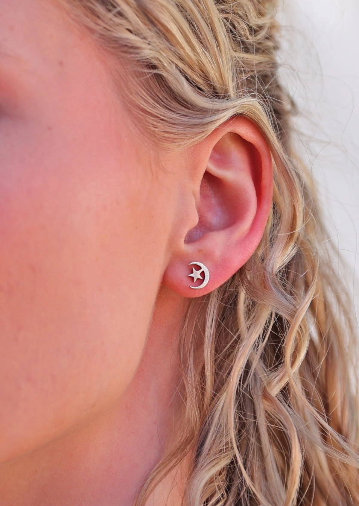 Moon and Stars Silver Studs