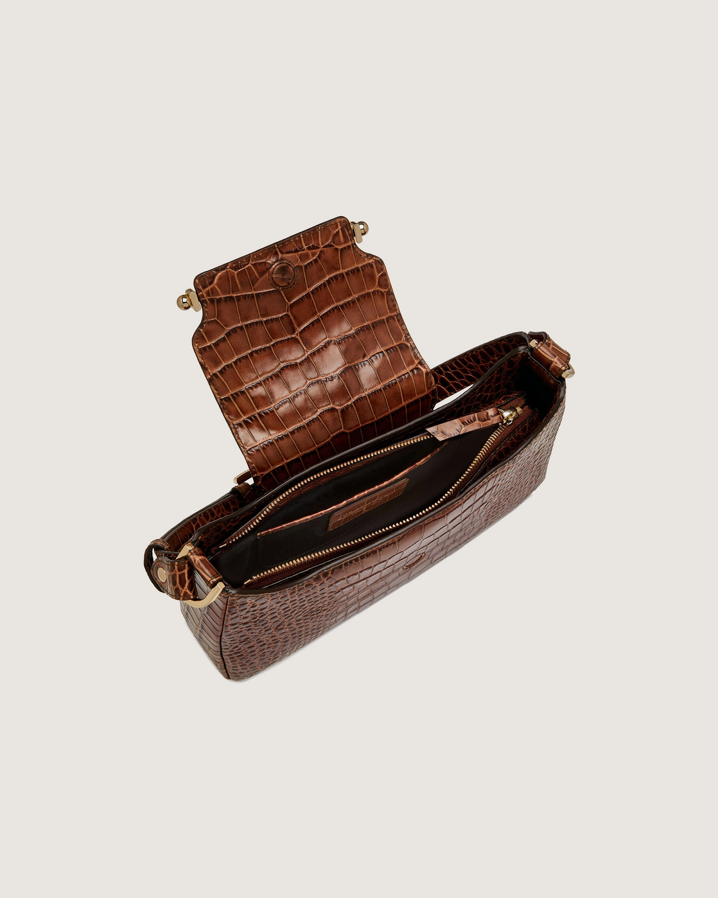 Multrees Omni Zipped - Croc-Embossed Leather Walnut