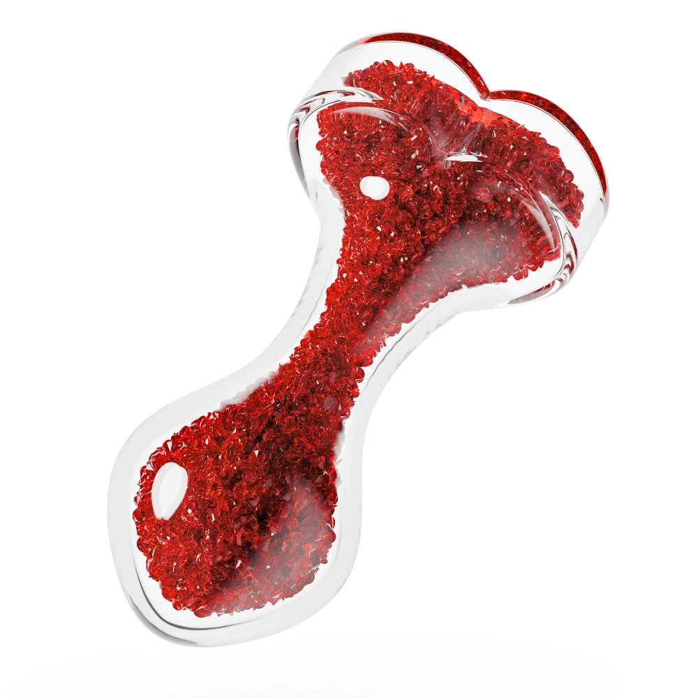 Oh My Gem | Lustre Glass Anal Plug With Ruby Heart-Shaped Base - Body-Safe Borosilicate Glass With Tapered Tip - In Red