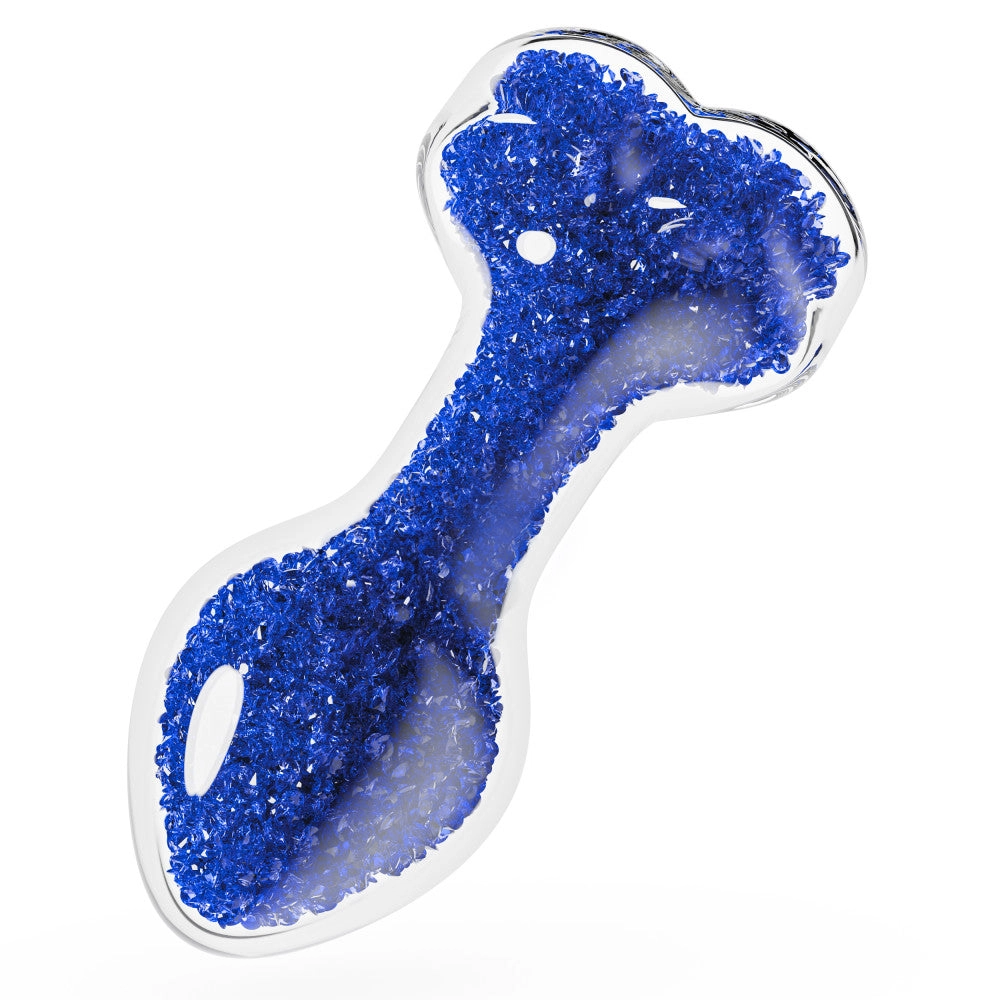 Oh My Gem | Prestige Glass Anal Plug With Sapphire Heart-Shaped Base – Body-Safe Borosilicate Glass With Tapered Tip – In Blue