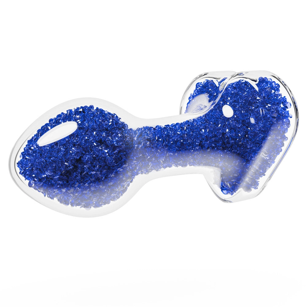 Oh My Gem | Prestige Glass Anal Plug With Sapphire Heart-Shaped Base – Body-Safe Borosilicate Glass With Tapered Tip – In Blue