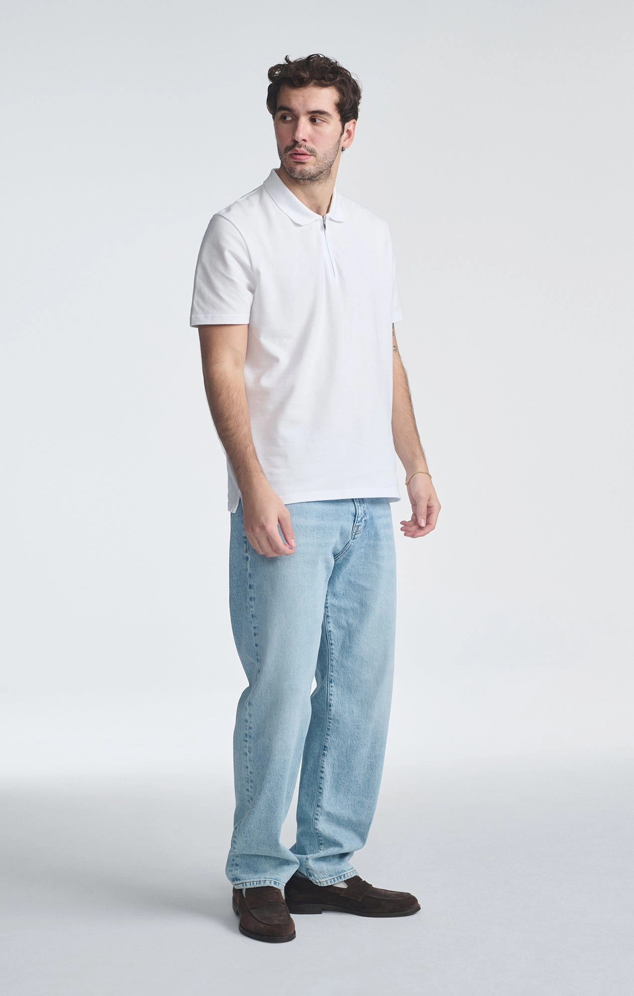 QUARTER ZIP POLO SHIRT IN WHITE