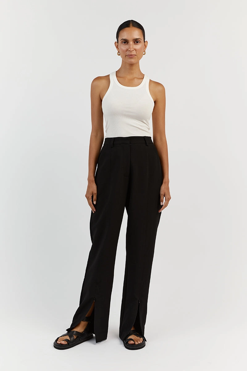 ROWAN BLACK STRAIGHT LEG SPLIT PANT