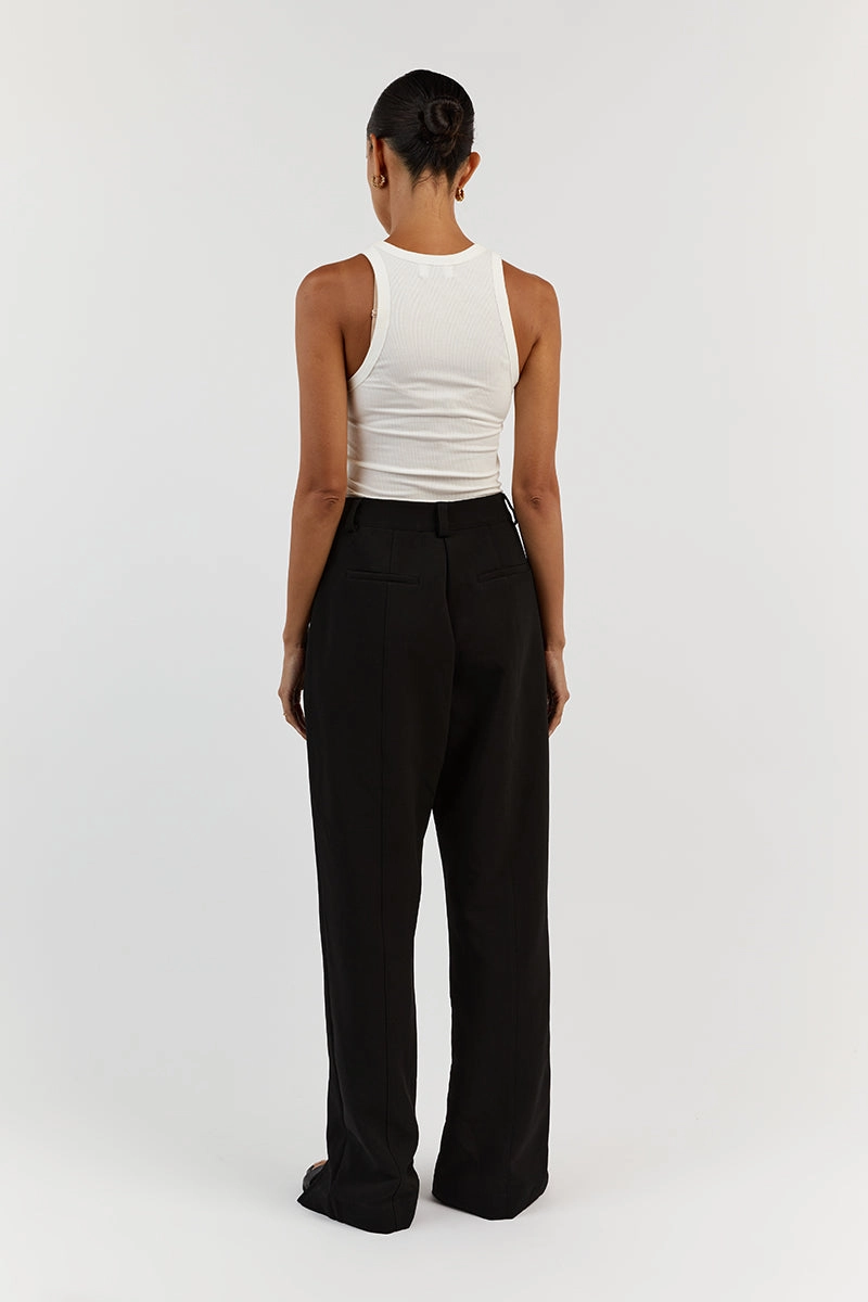 ROWAN BLACK STRAIGHT LEG SPLIT PANT
