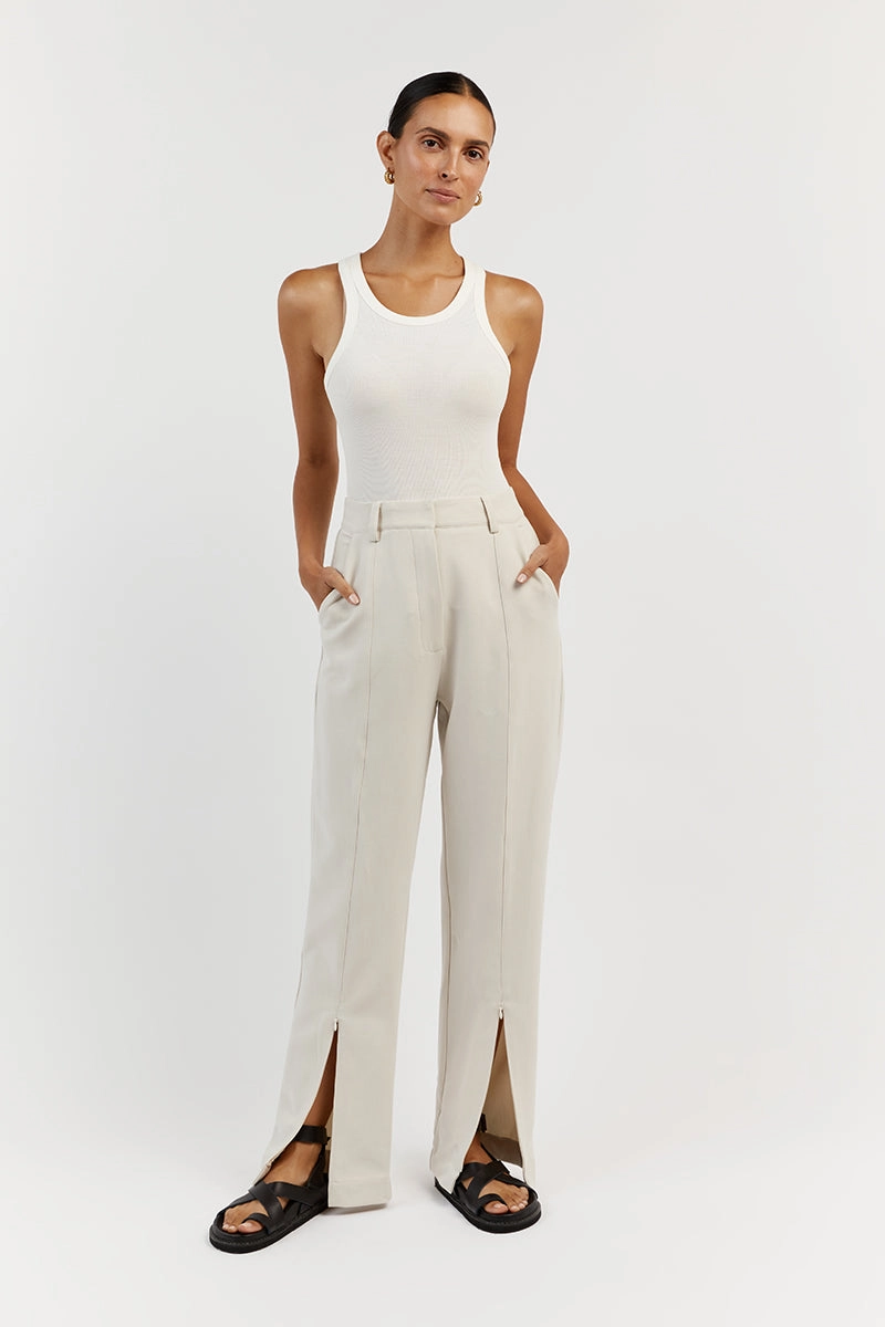 ROWAN BONE STRAIGHT LEG SPLIT PANT