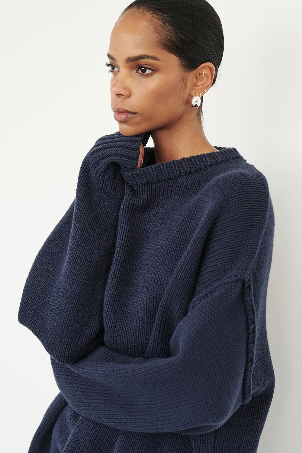 ROY NAVY LONGLINE KNIT JUMPER