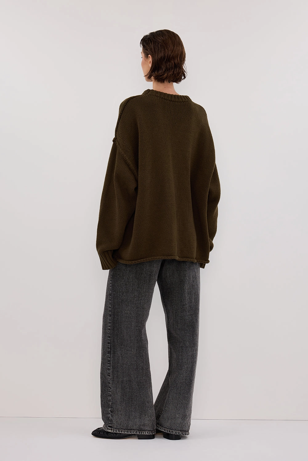 ROY OLIVE LONGLINE KNIT JUMPER