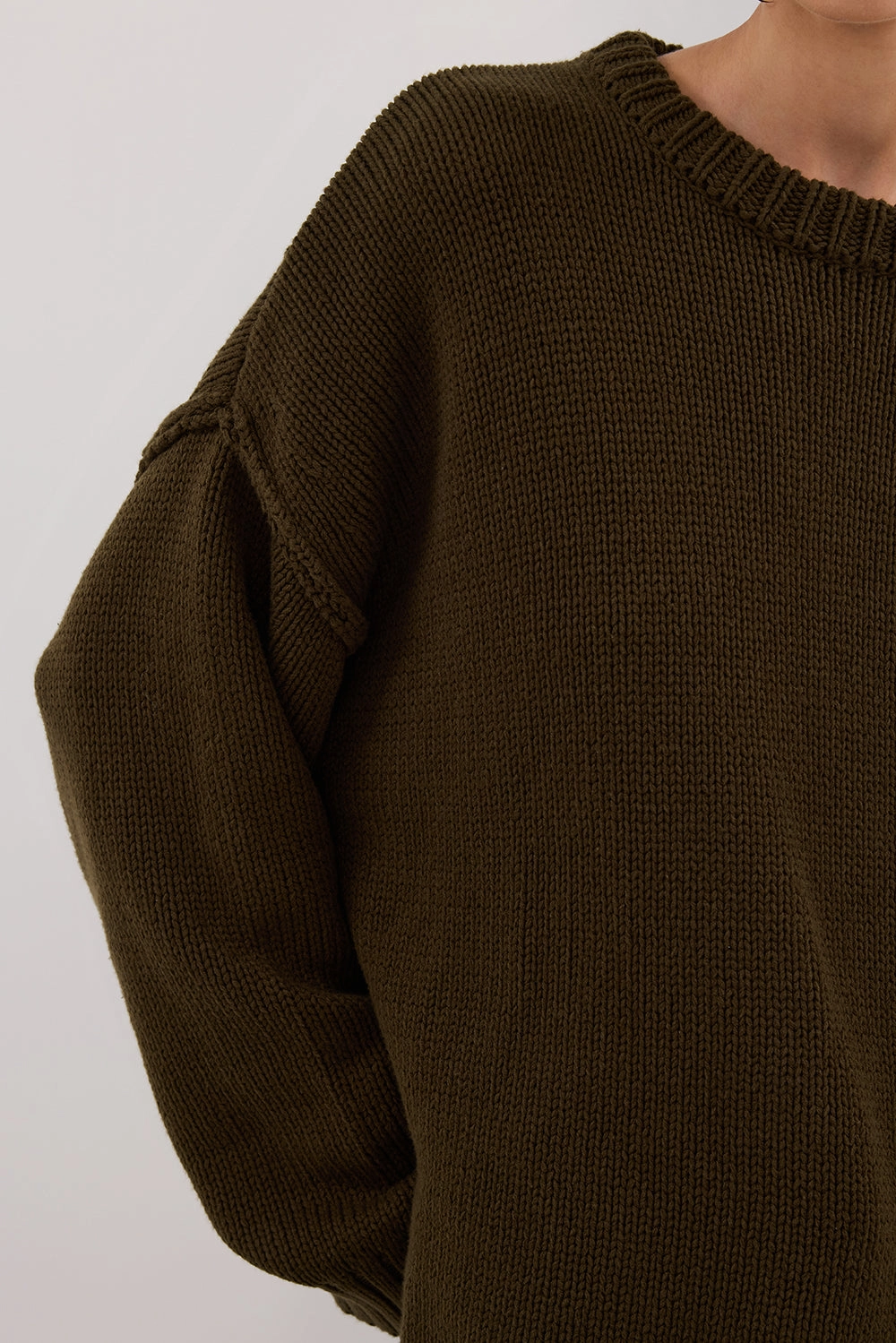ROY OLIVE LONGLINE KNIT JUMPER