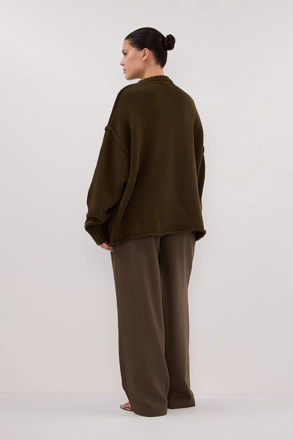 ROY OLIVE LONGLINE KNIT JUMPER