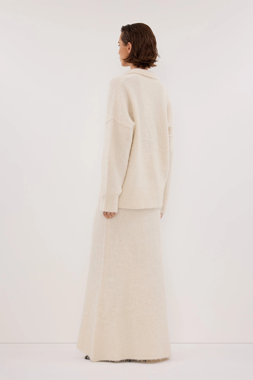 SALMA IVORY POLO NECK KNIT CARDIGAN