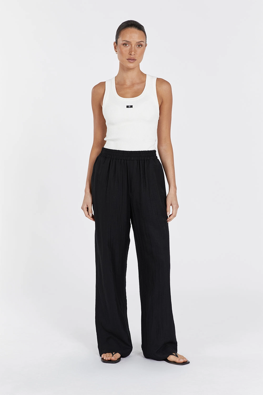 SHANIYA BLACK LINEN BLEND PANT