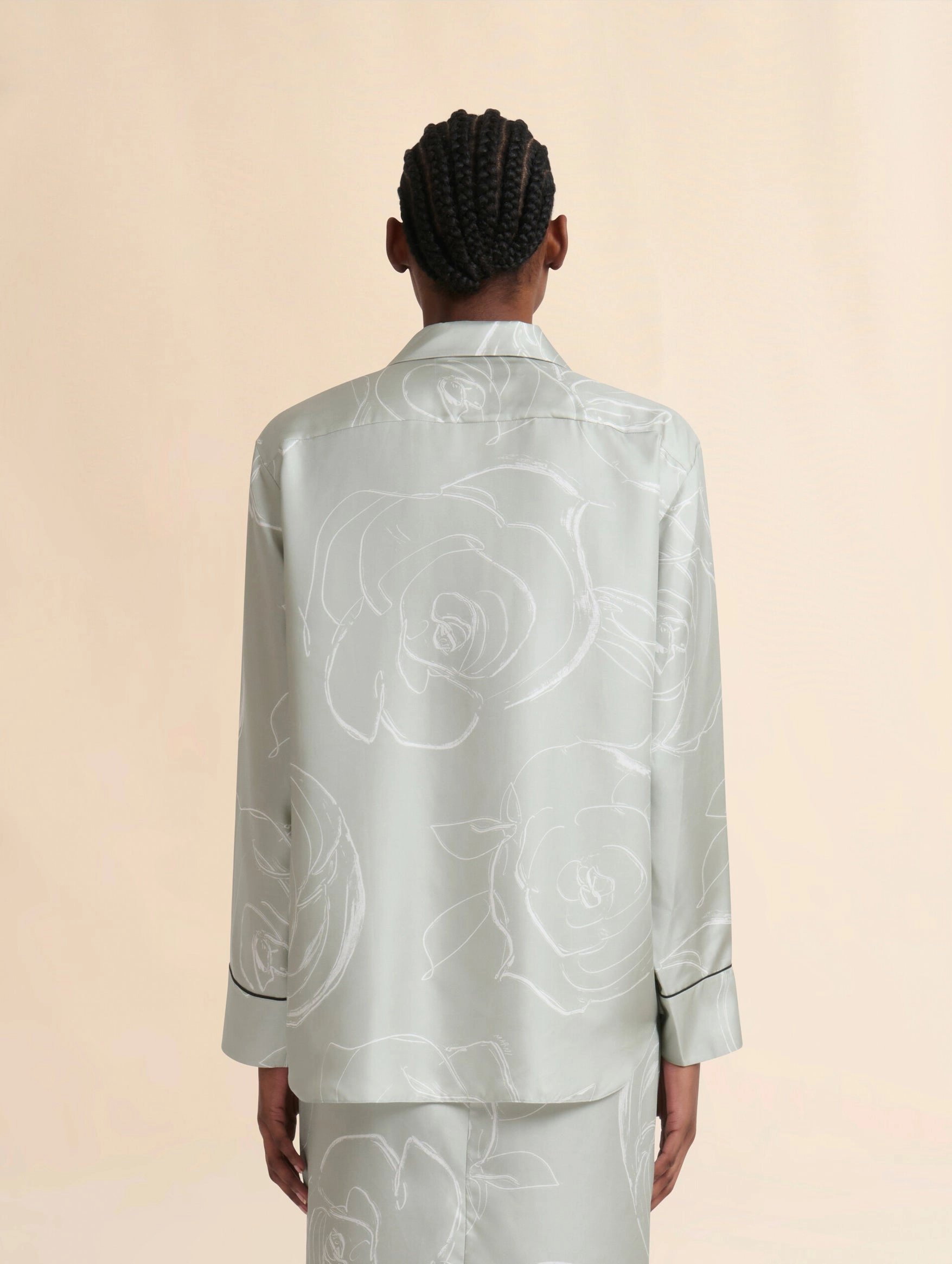 Silk Shirt With Aurora Print in Green