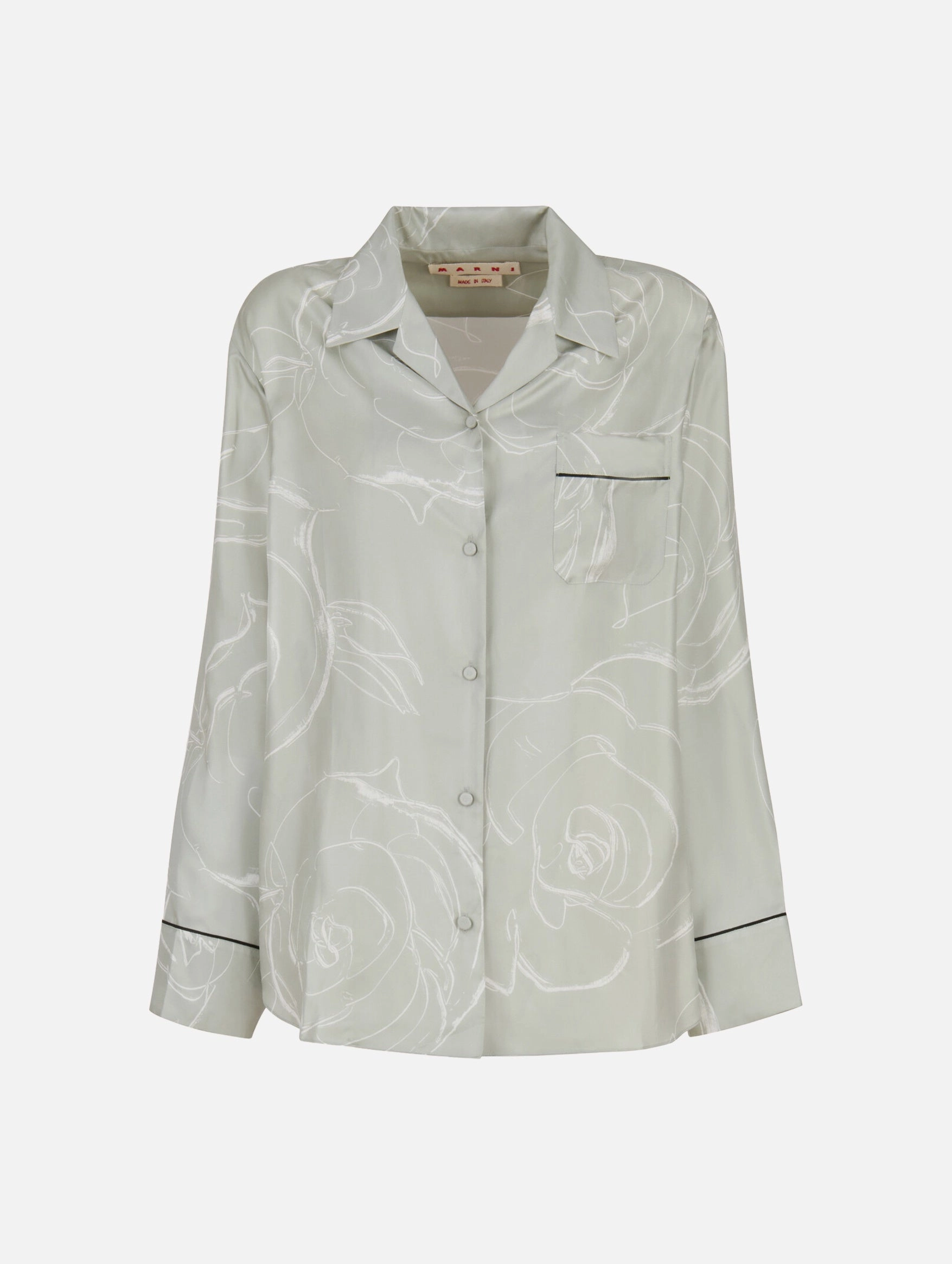 Silk Shirt With Aurora Print in Green