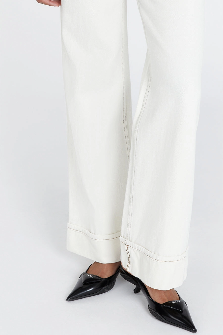 SUTTON CREAM TURNBACK HEM JEAN