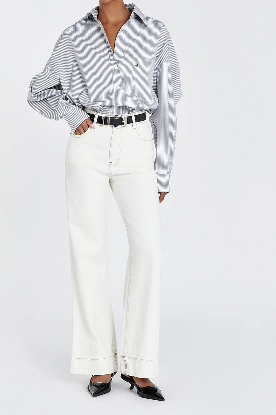 SUTTON CREAM TURNBACK HEM JEAN