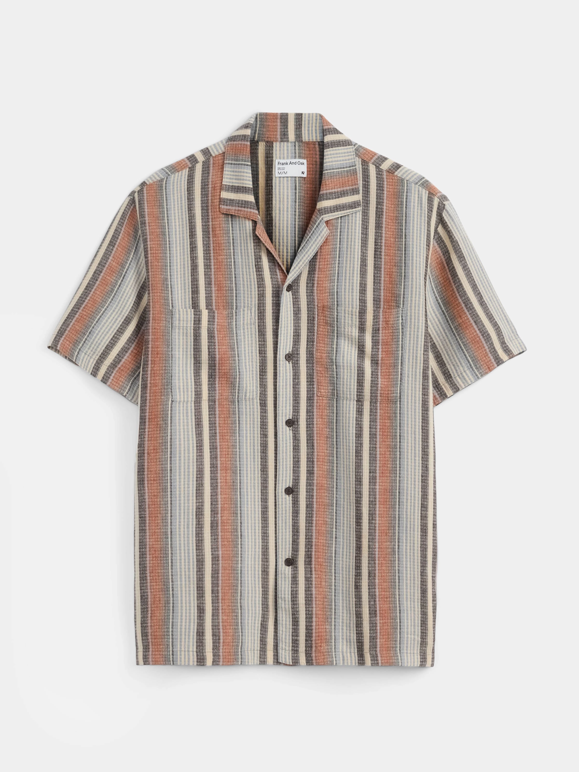The Striped Camp Collar Shirt in Spice Orange