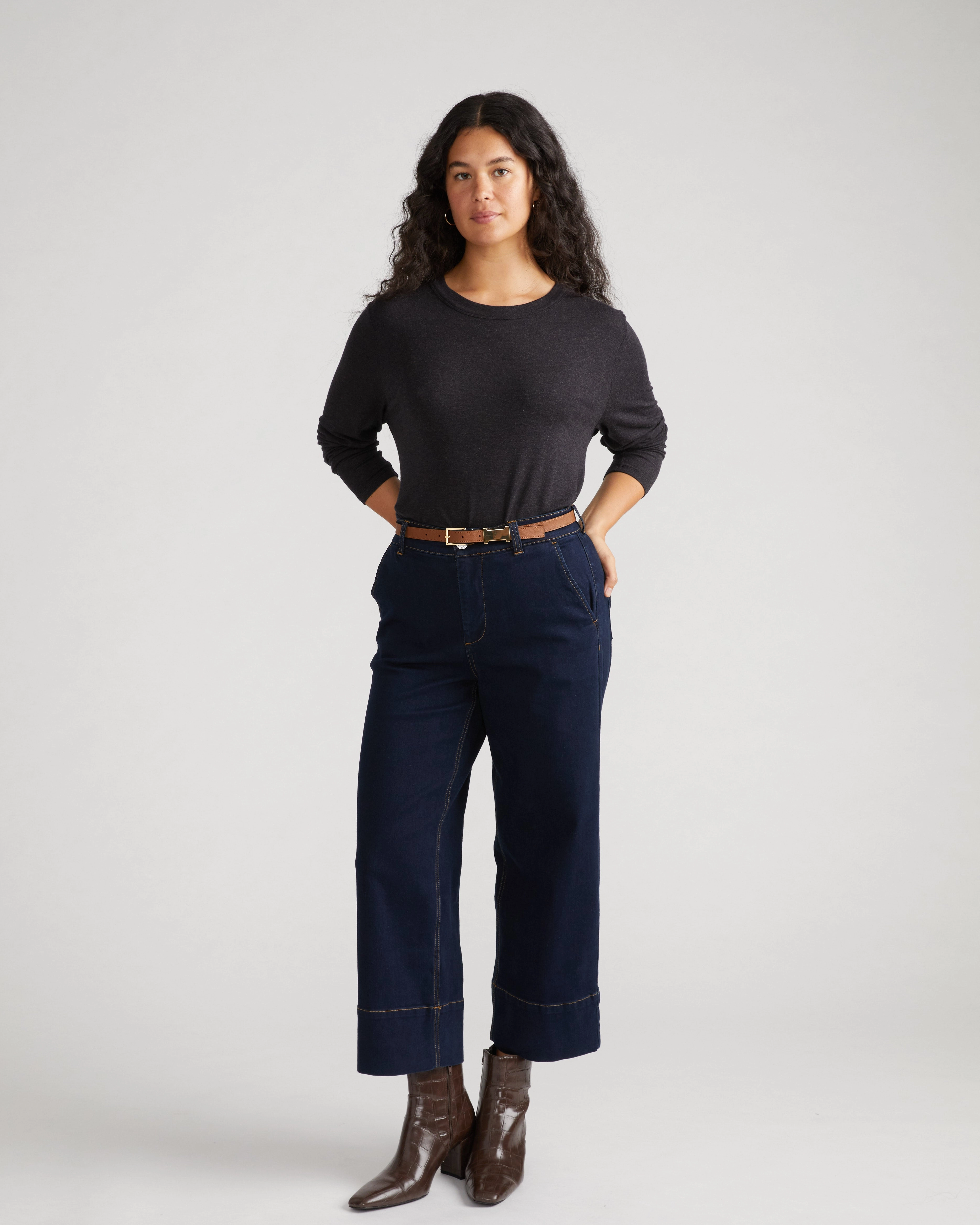 Thelma Long Sleeve Top - Grey Speckle
