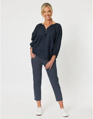 Threadz Mila Lace Top Navy