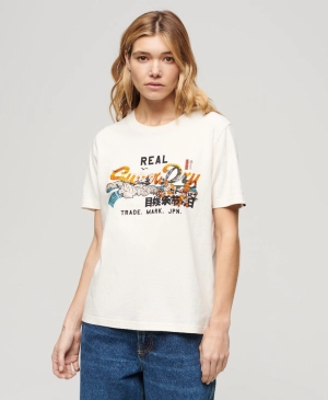 Tokyo Vintage Logo Relaxed T Shirt Eclipse Navy | Cream