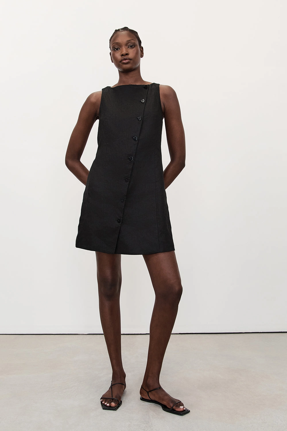 TOMMY BLACK LINEN MINI DRESS