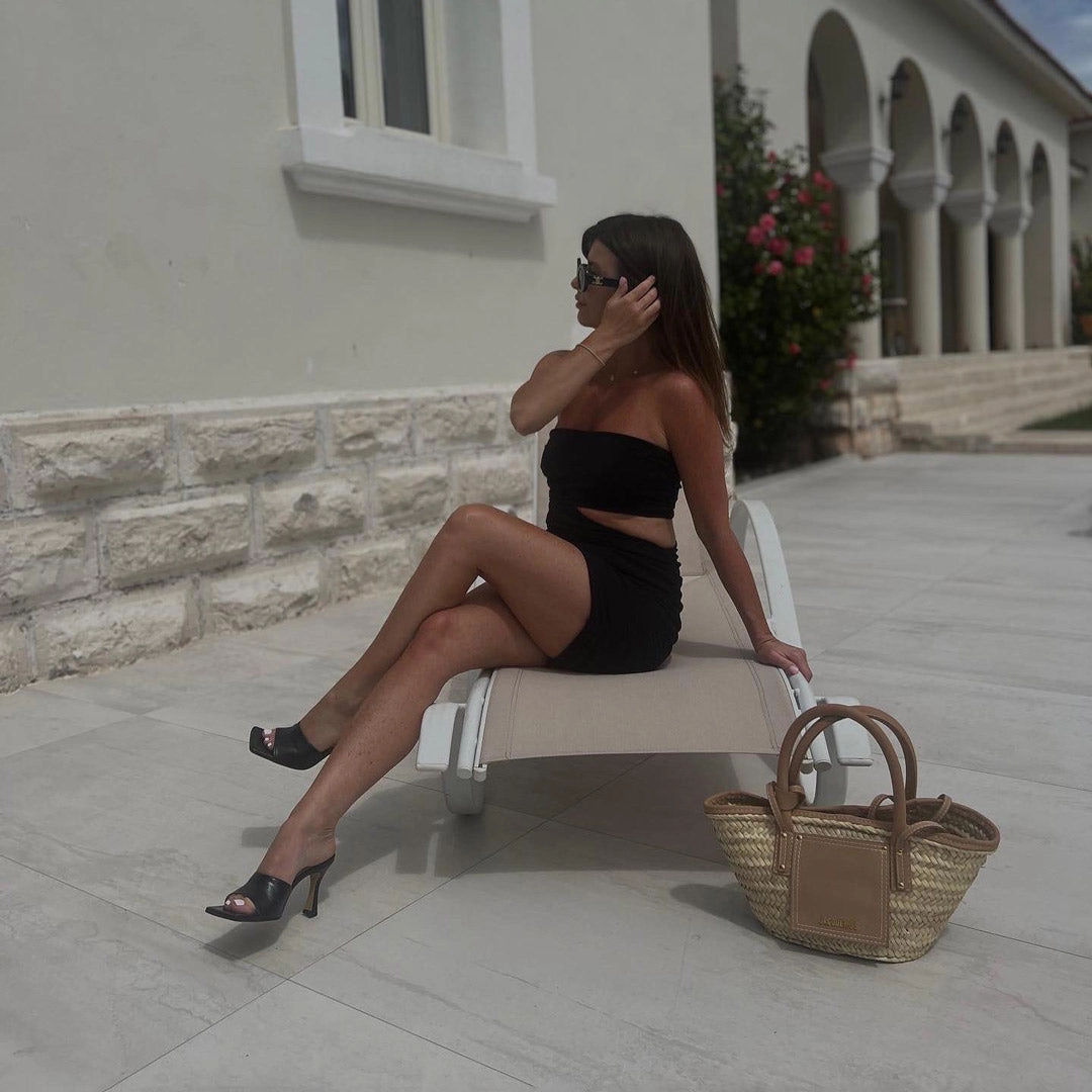 *UK size 13 - ESTOI - black, 8cm heels