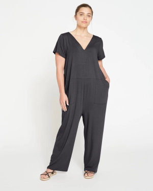 UltimateS Jemma V Neck Jumpsuit - Black