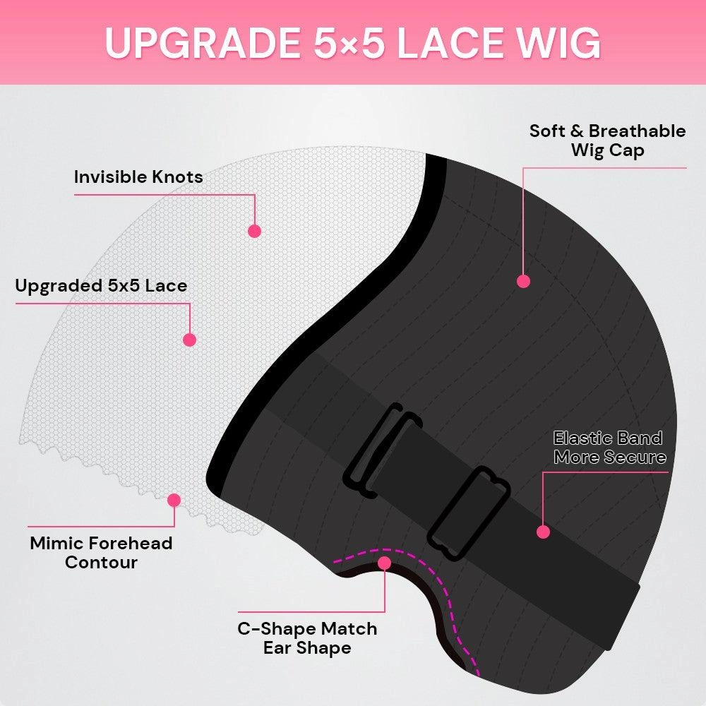Upgrade Wear & Go Glueless Ombre Bob Wig 5x5 Straight HD Lace Closure Wig