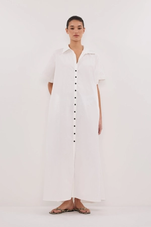 VIOLET WHITE SHIRT MIDI DRESS