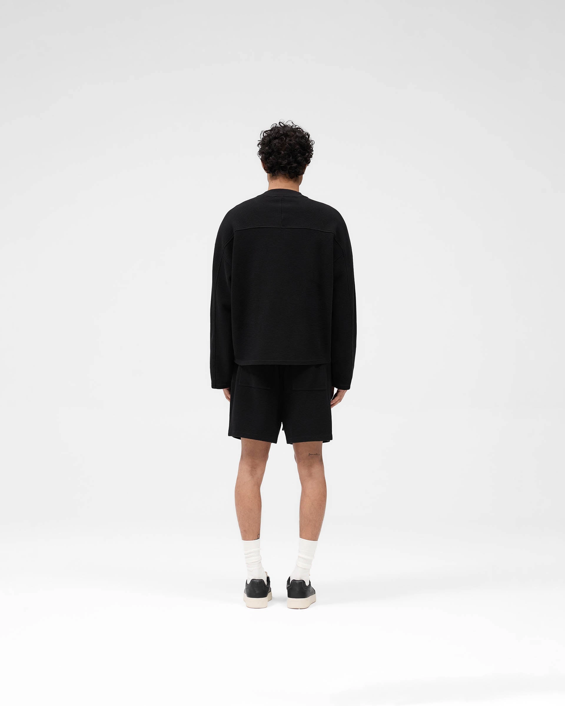Waffle Long Sleeve T-Shirt - Black