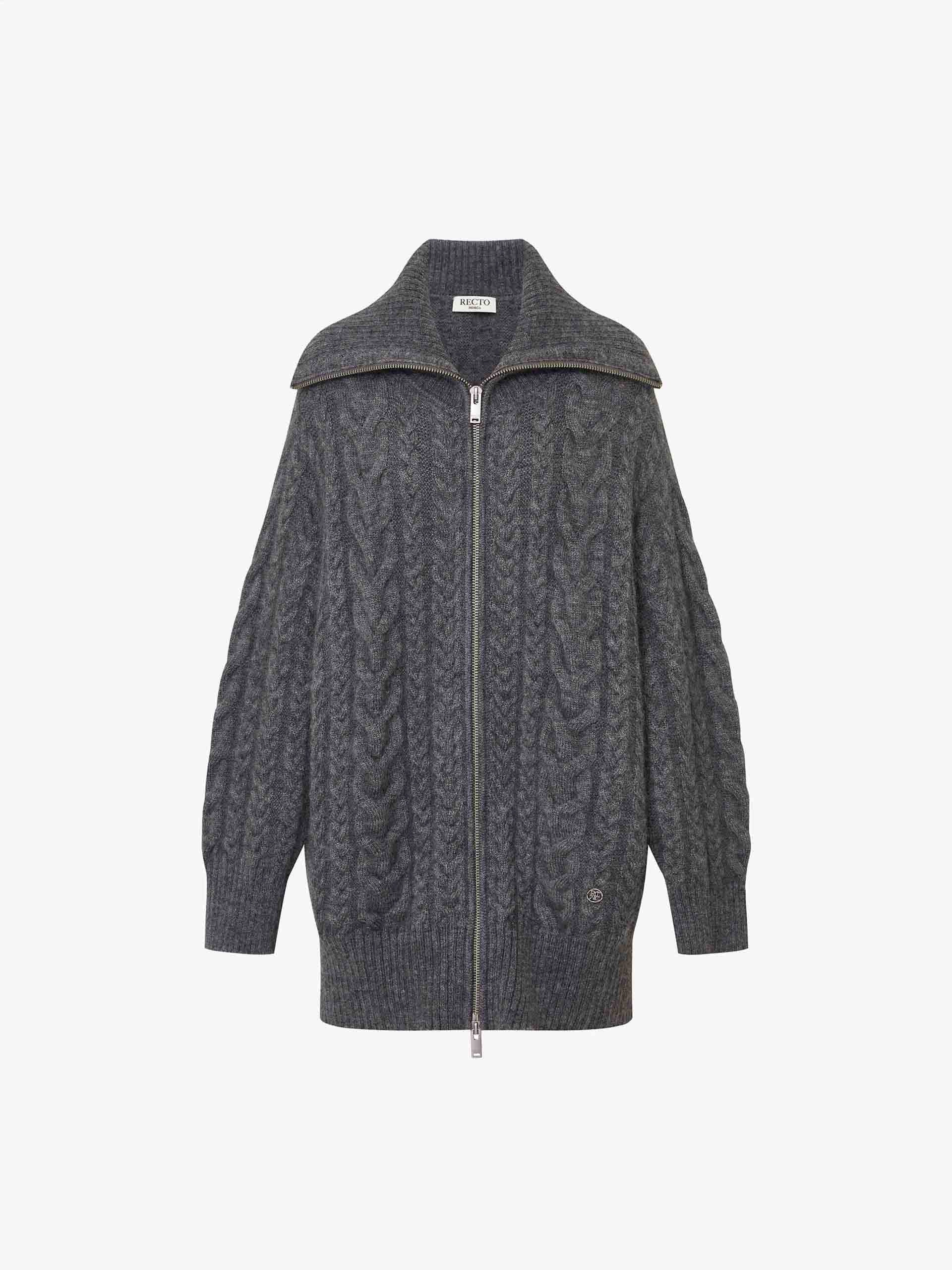 Wide Collar Cable Cardigan