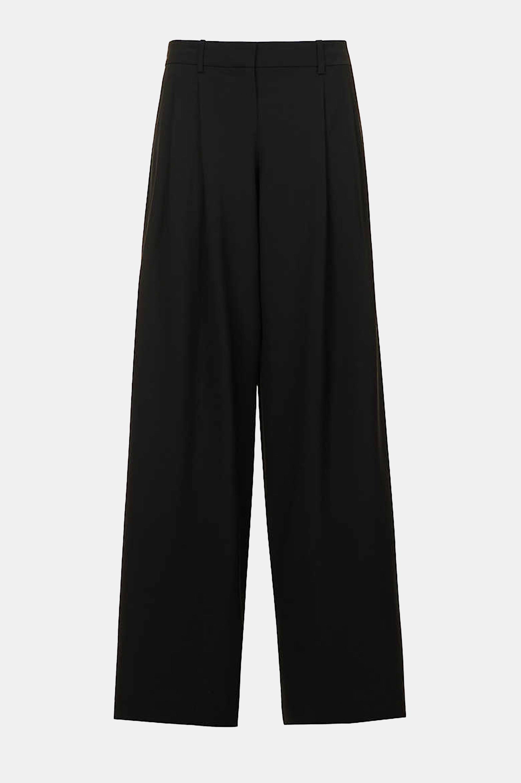 Wide Leg Pleat Pant in Black