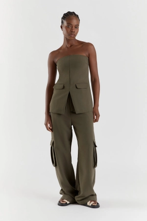 WILLA PETROL STRAPLESS TOP