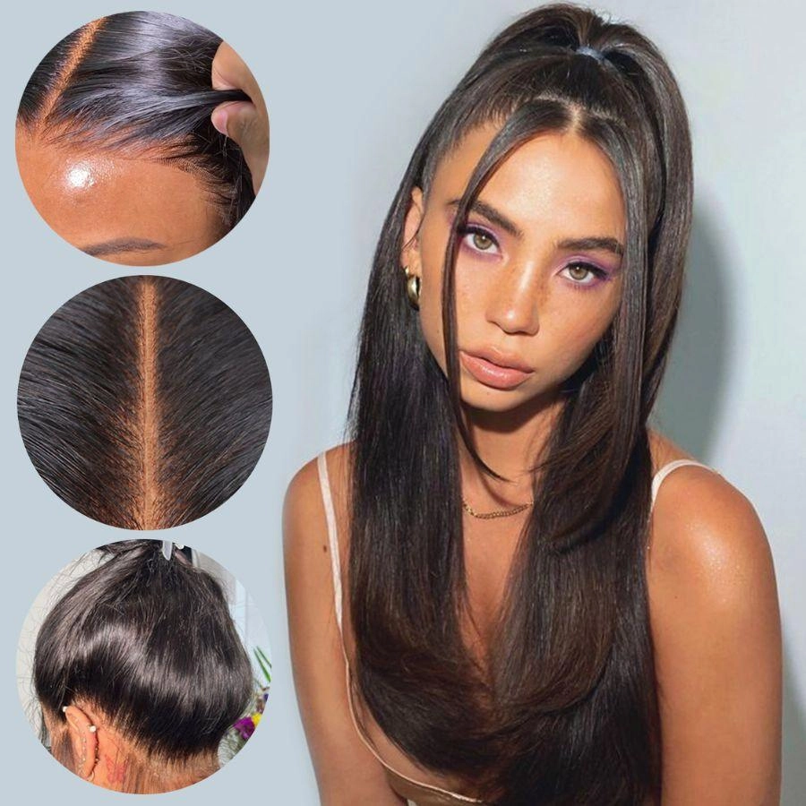 WOWANGEL Yaki Straight 360 Invisible Strap HD Lace Wig Clean Hairline