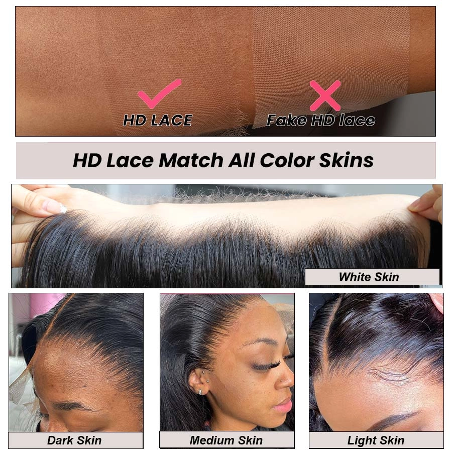 WOWANGEL Yaki Straight 360 Invisible Strap HD Lace Wig Clean Hairline