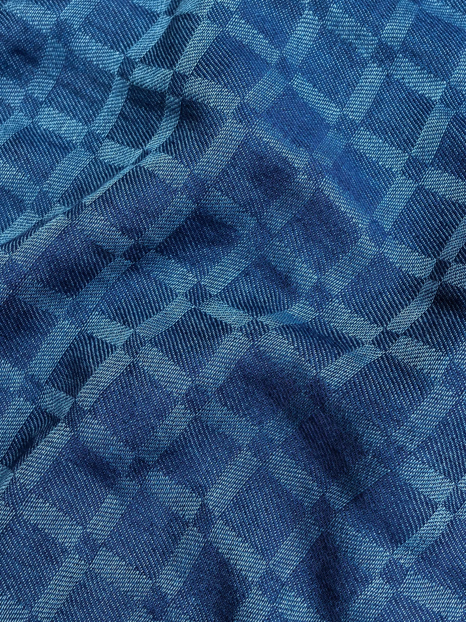 Yarn Dyed Check Scarf in Light Indigo